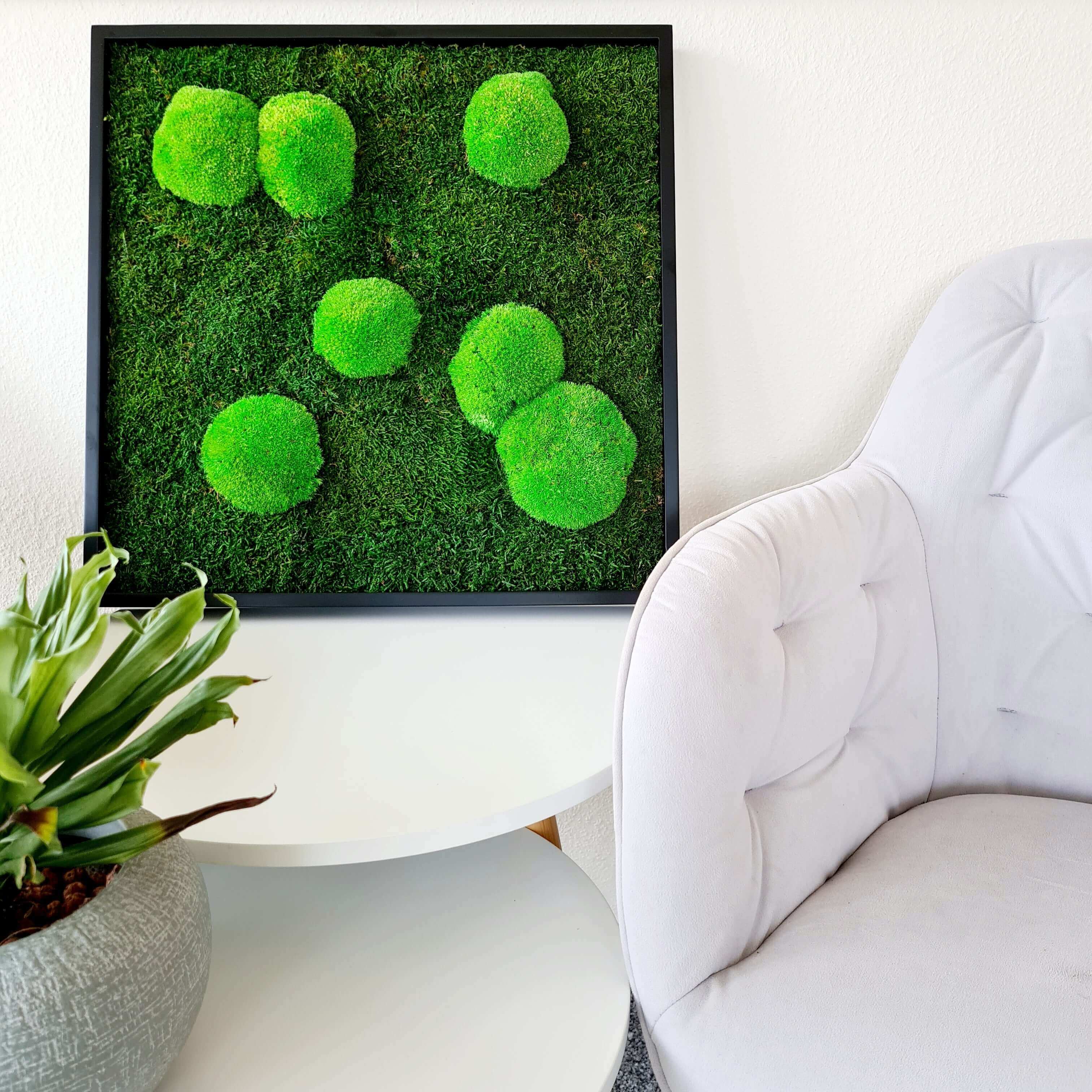 Moss picture forest & pole moss, solid wood frame