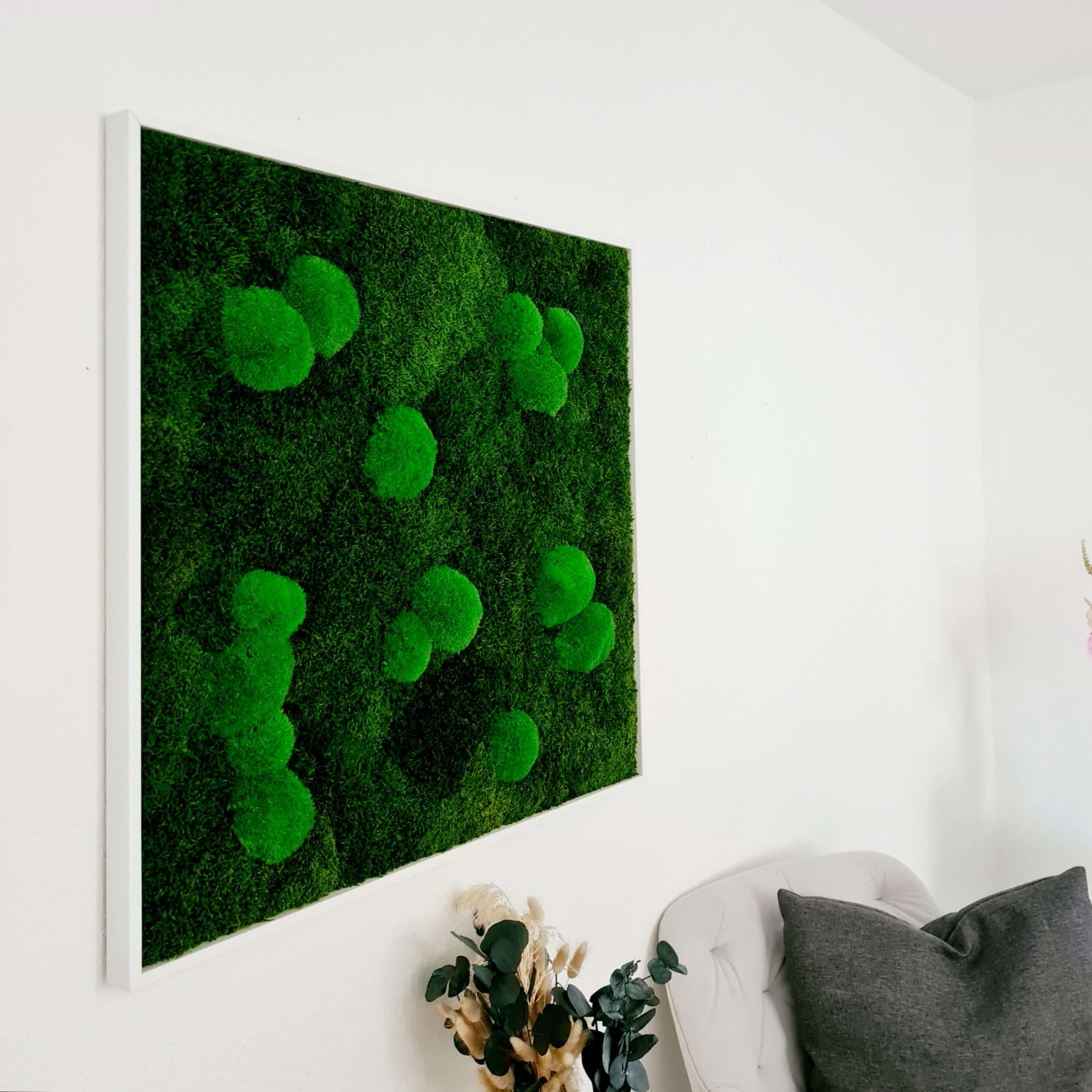 Moss picture forest & pole moss, solid wood frame