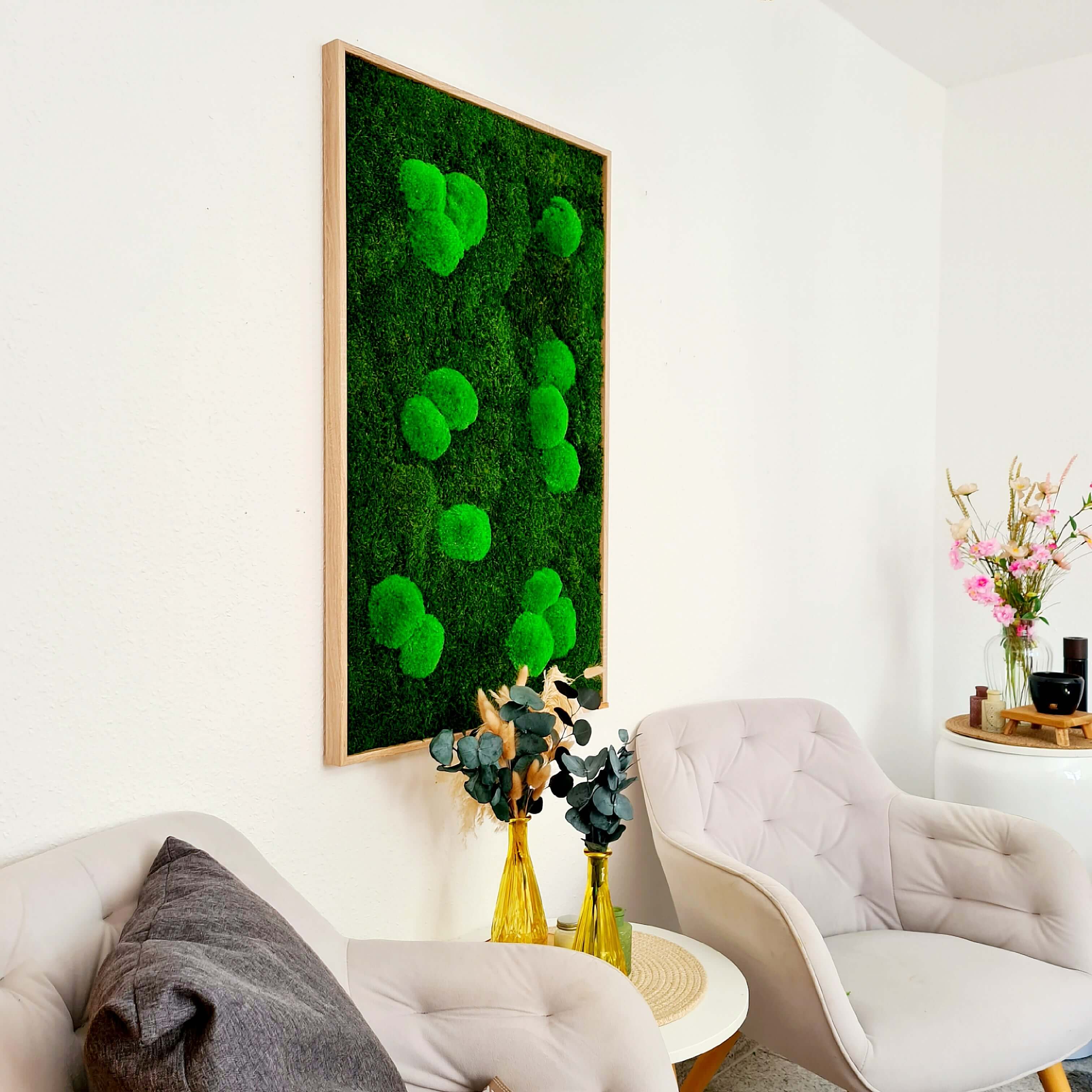 Moss picture forest & pole moss, solid wood frame