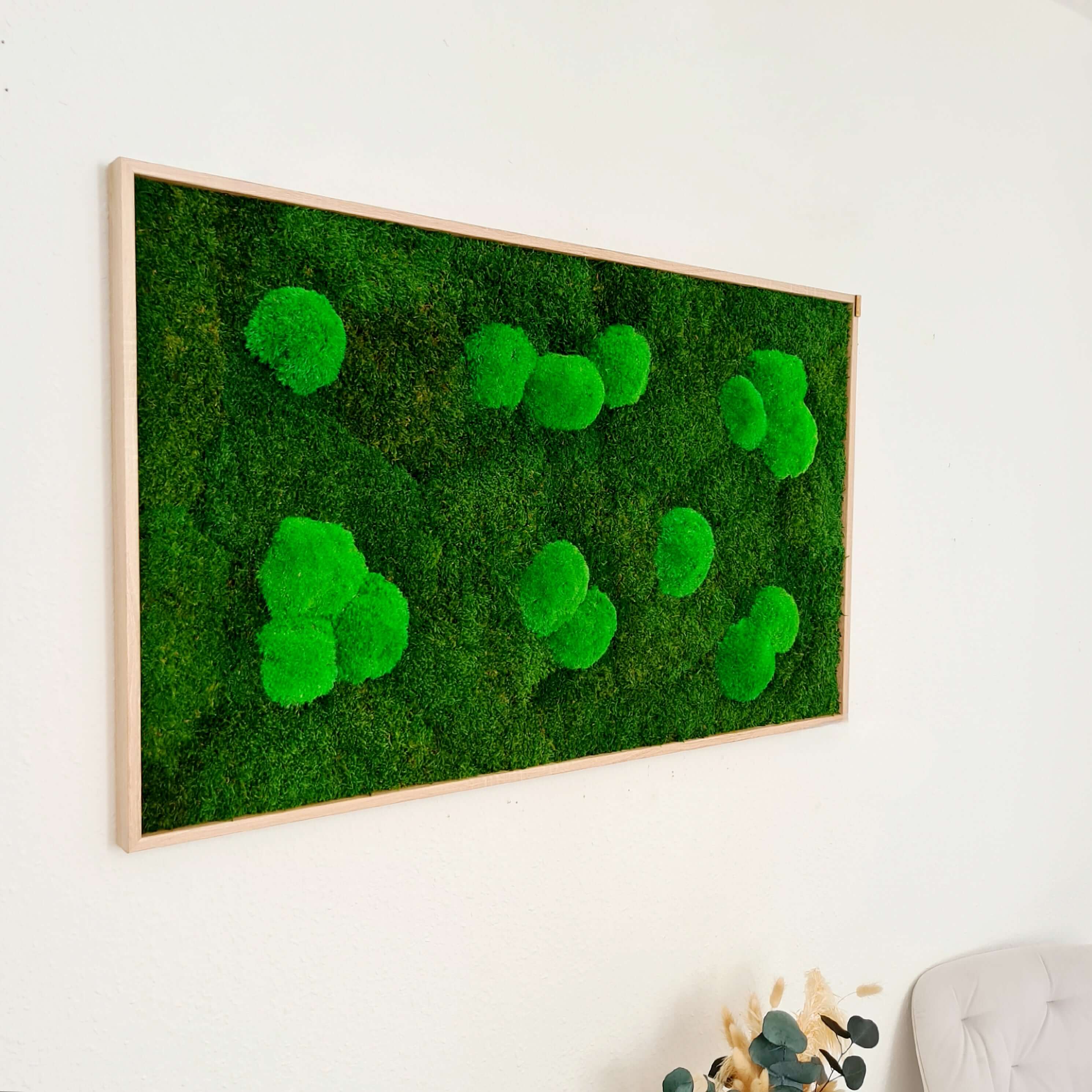 Moss picture forest & pole moss, solid wood frame