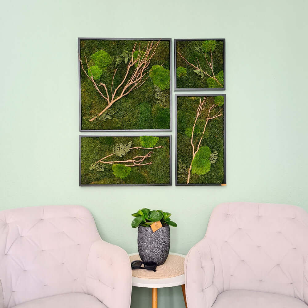 Moosbild Set, Moosbilder mit Holz