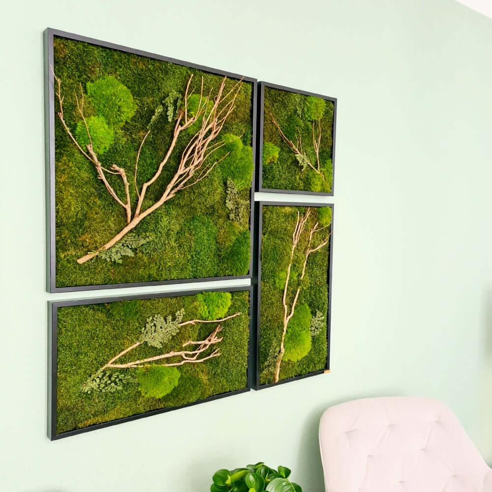 Moosbild Set, Moosbilder mit Holz