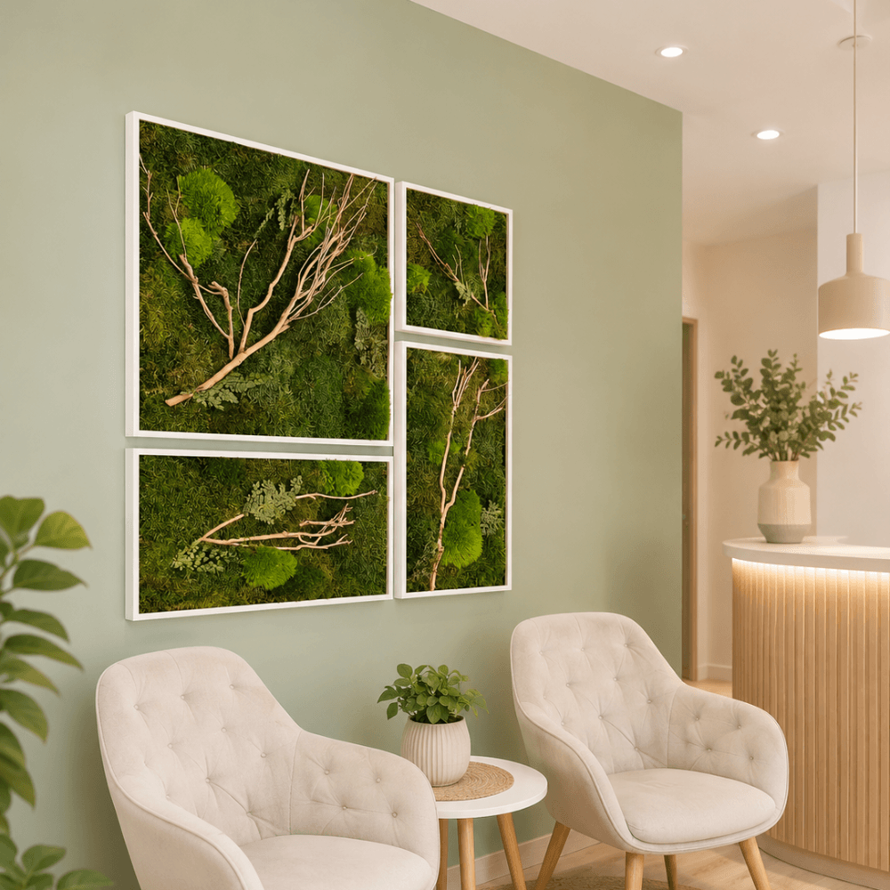Moosbild 5er Set mit Holzzweigen