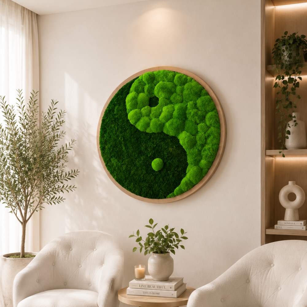 Moosbild rund "Yin Yang"