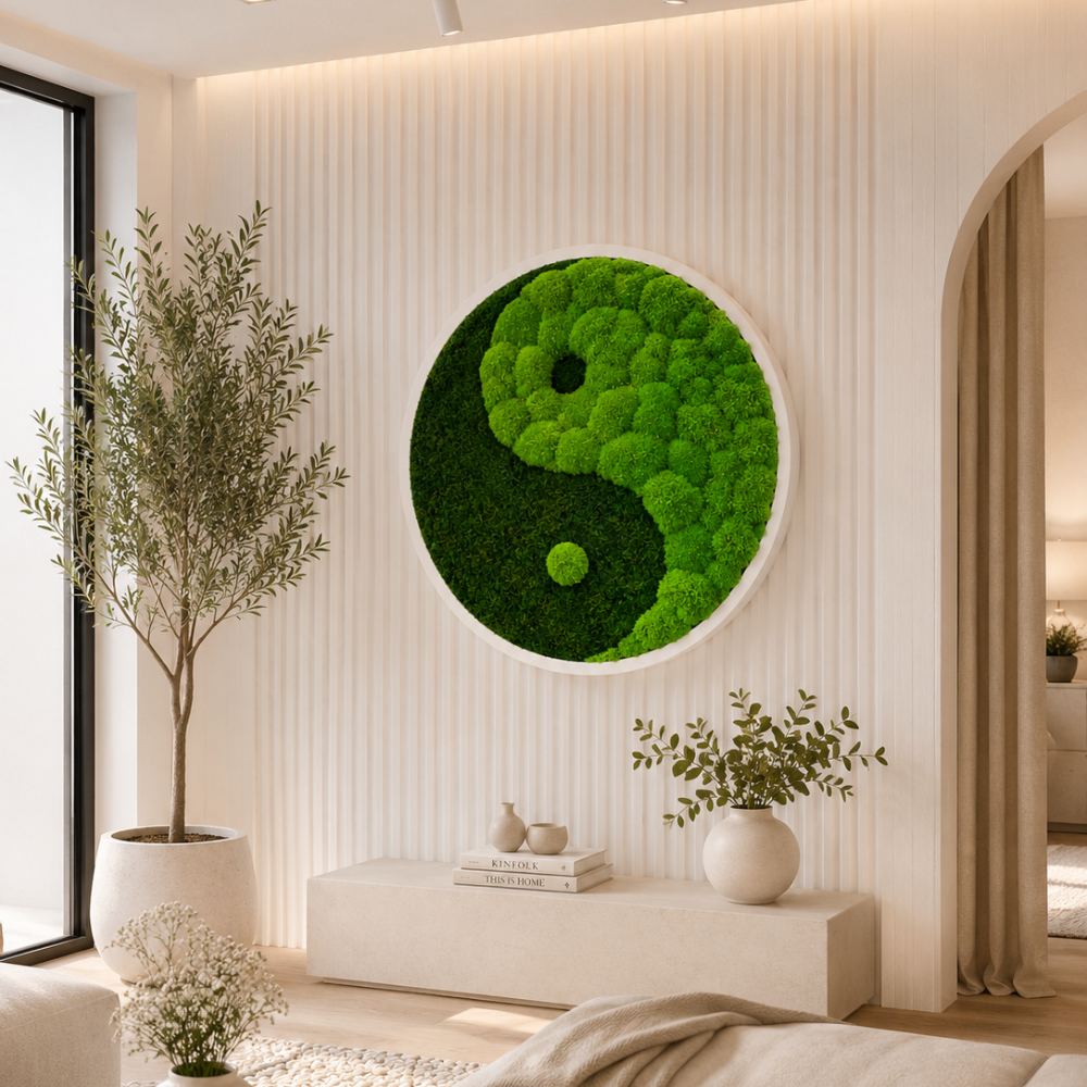 Moosbild rund "Yin Yang"