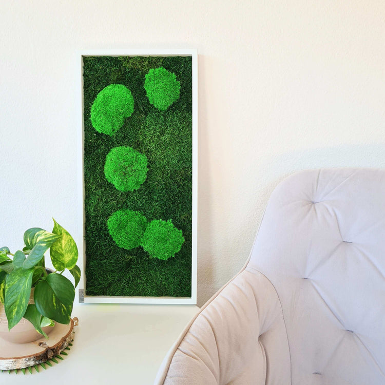 Moss picture forest &amp; pole moss, solid wood frame