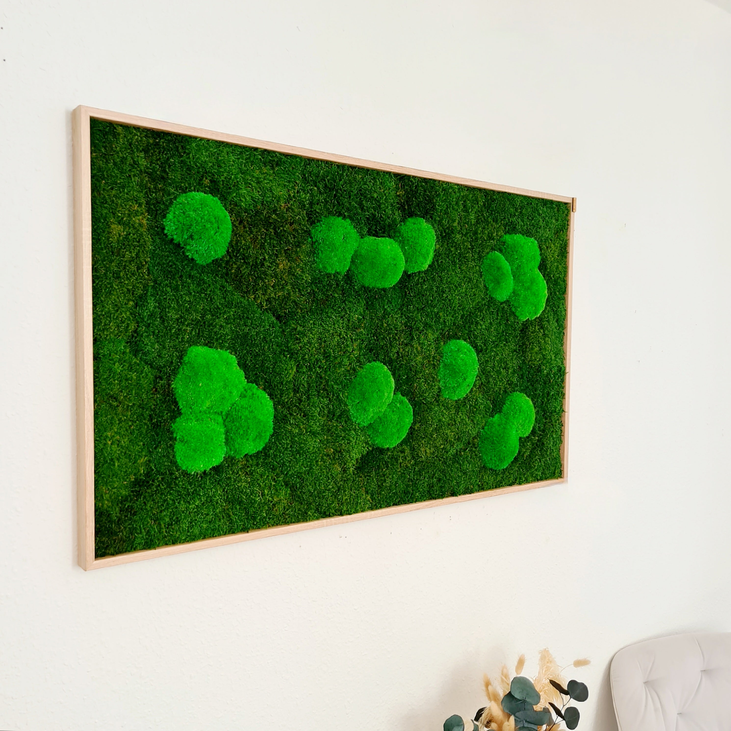 Moss picture forest &amp;amp; pole moss, solid wood frame