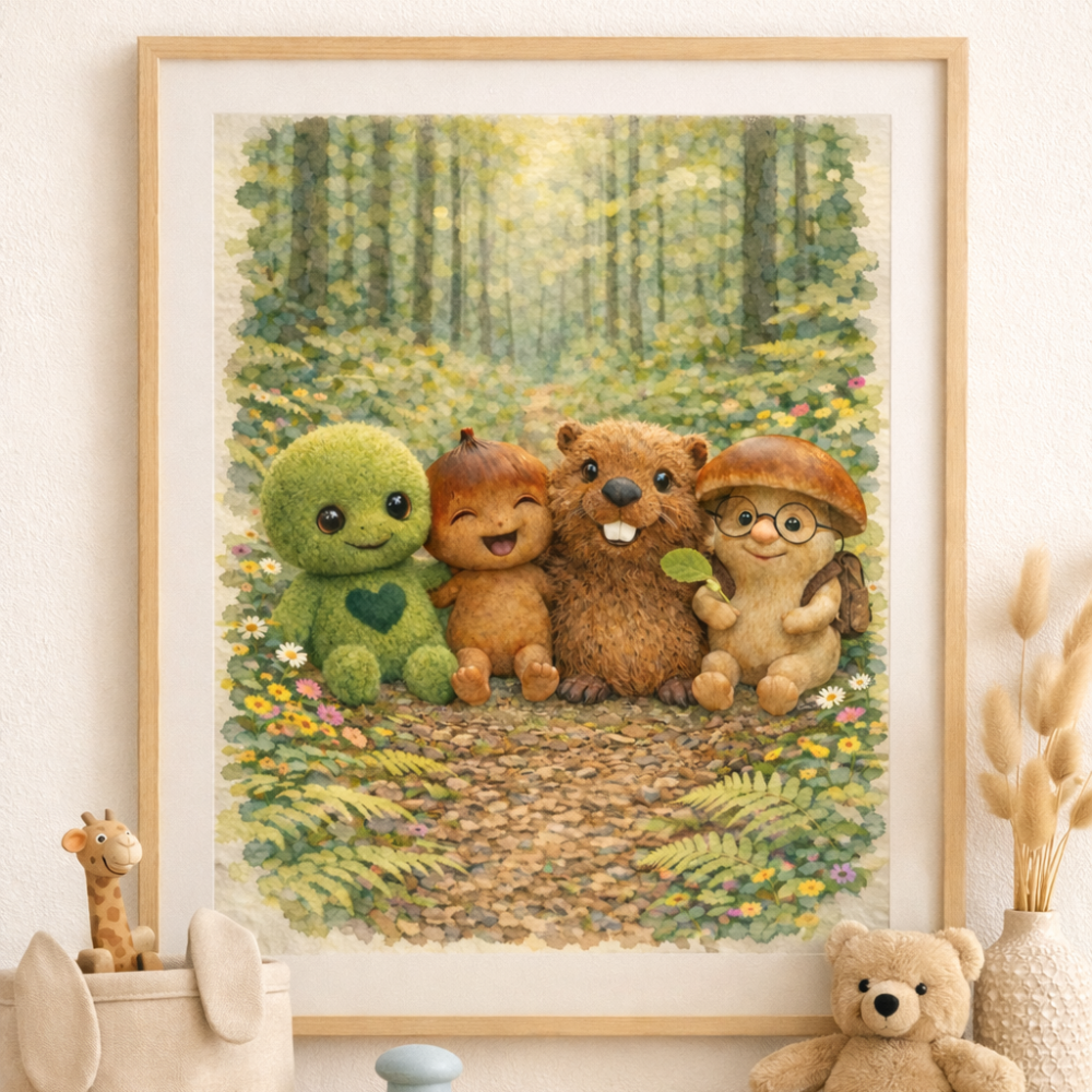 Wandbild 3er Set "Abenteuer im Mooswald"