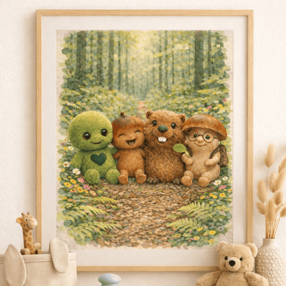 Wandbild 3er Set "Abenteuer im Mooswald"