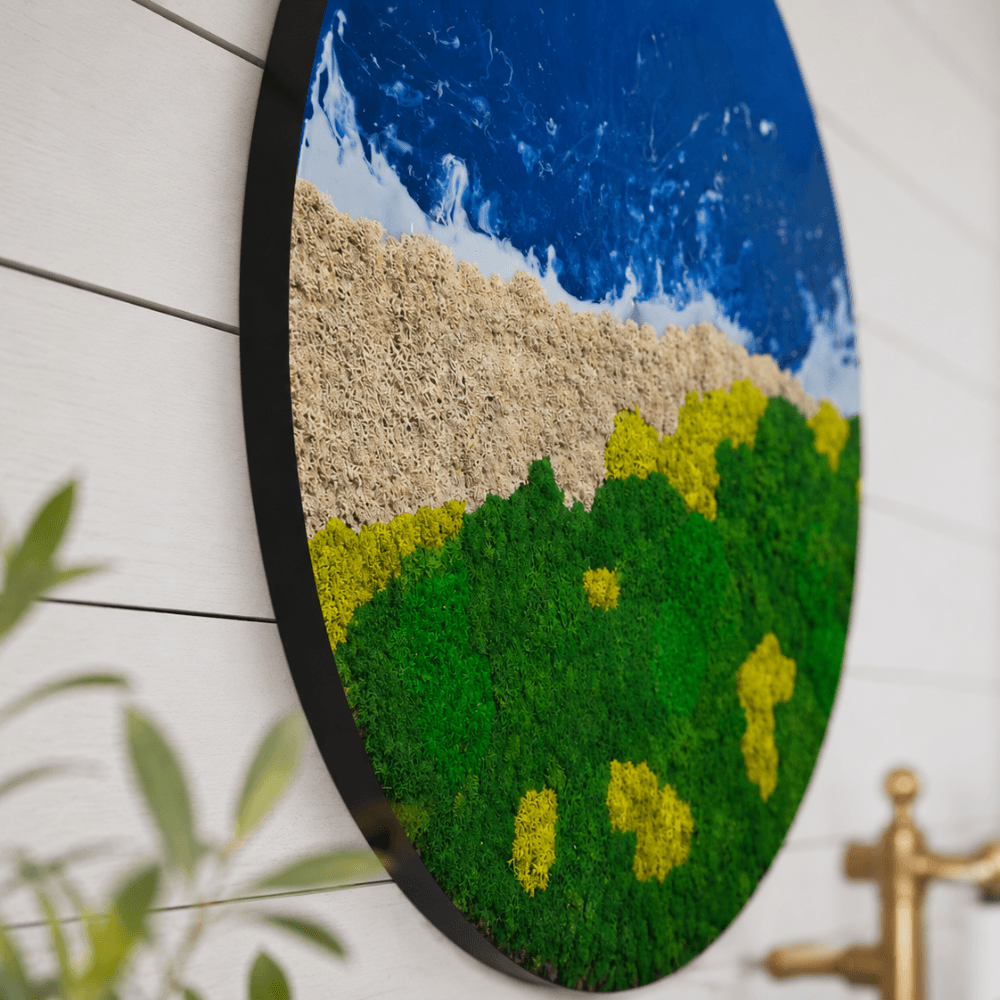 Moosbild rund mit Epoxidharz "Ocean"