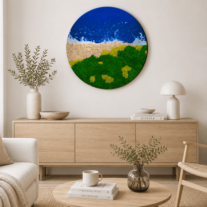 Moosbild rund mit Epoxidharz "Ocean"
