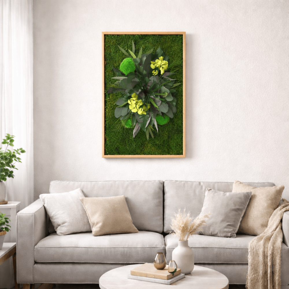 Pflanzenbild mit echten konservierten Pflanzen 60x40 cm