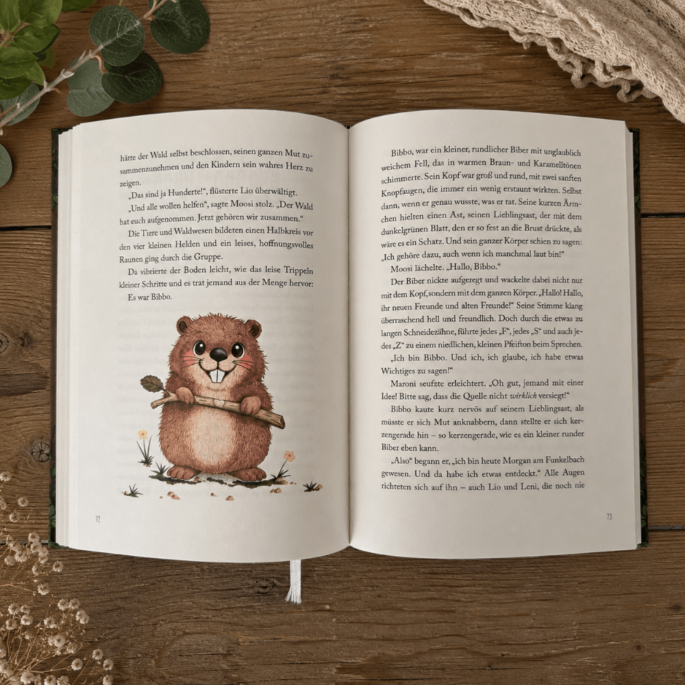 Kinderbuch und Malbuch-Set – Moosi &amp; Maroni im Mooswald