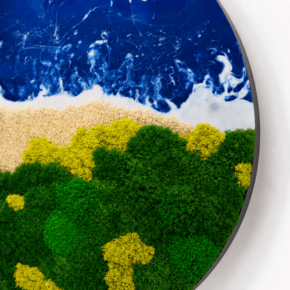 Moosbild rund mit Epoxidharz "Ocean"