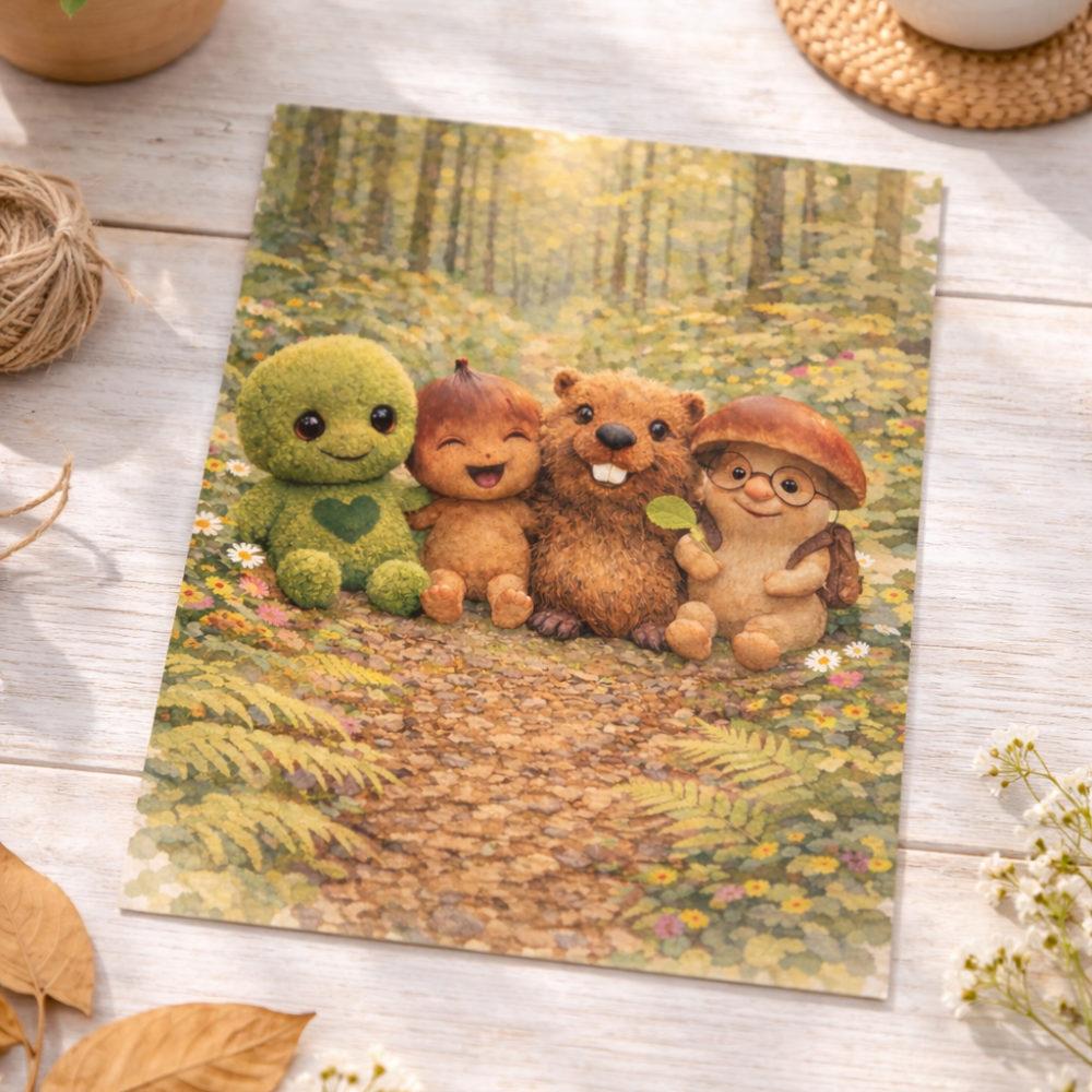 Wandbild Kinderzimmer "Moosi und seine Freunde"