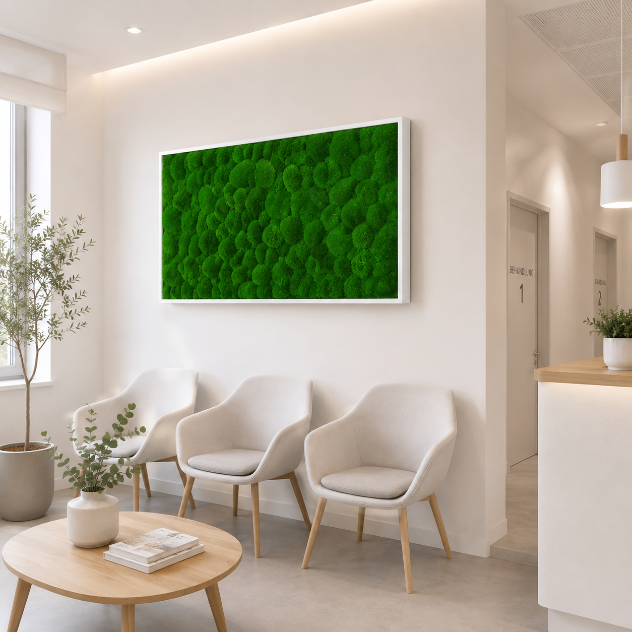 Moss picture with pole moss in a solid wood frame