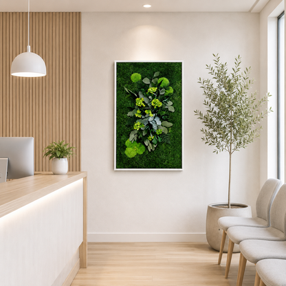 Moss picture, plant picture in solid wood frame