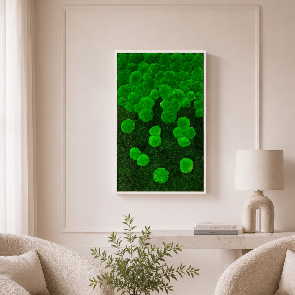Moss picture gradient, solid wood frame