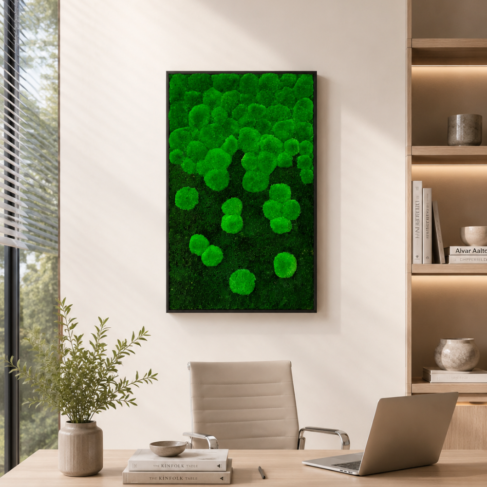 Moss picture gradient, solid wood frame