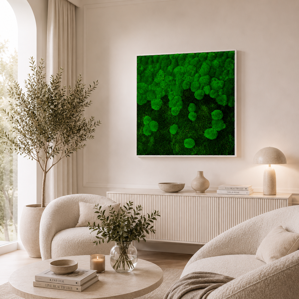 Moss picture gradient, solid wood frame