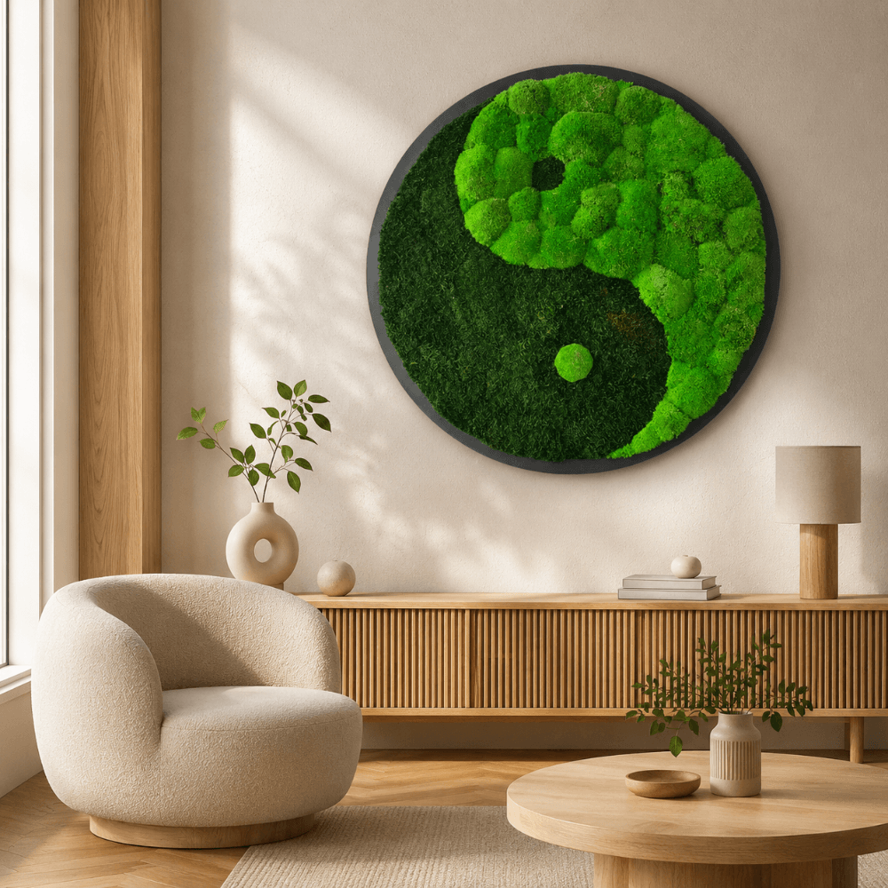 Moosbild rund "Yin Yang"