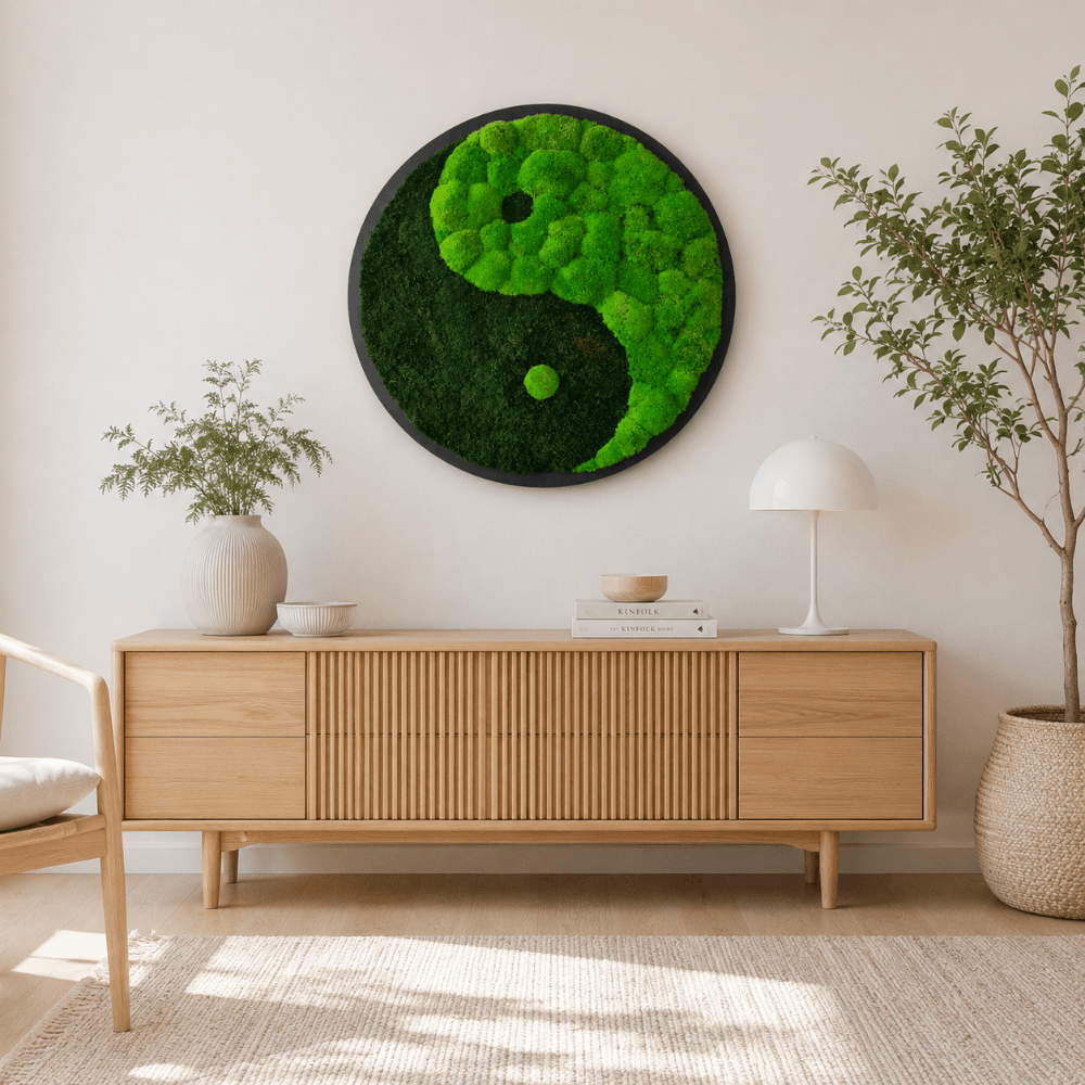 Moosbild rund "Yin Yang"