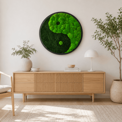 Moosbild rund "Yin Yang"