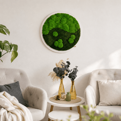 Moosbild rund mit Wald- und Kugelmoos "wave"