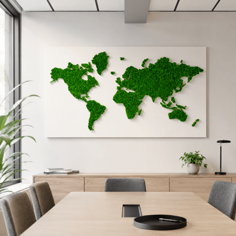 World map made from reindeer moss