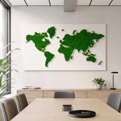 Moosbild Weltkarte mit Islandmoos