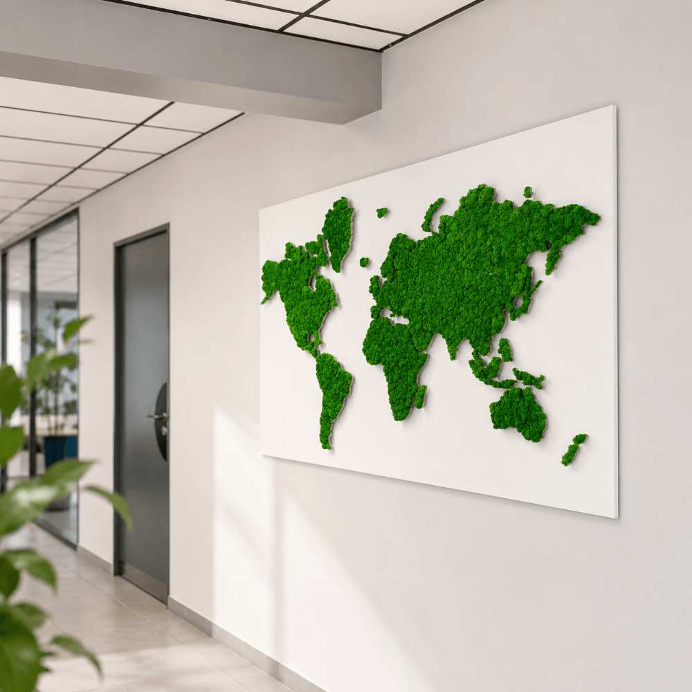 World map made from reindeer moss