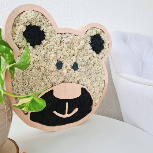 Moosbild Tiergesicht Teddybär mit Islandmoos