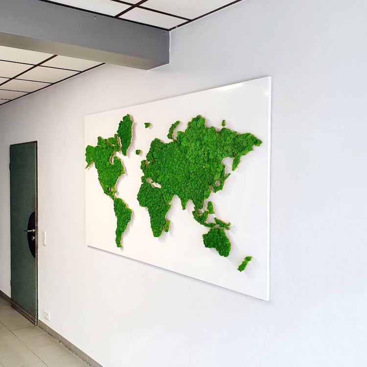 World map made from reindeer moss