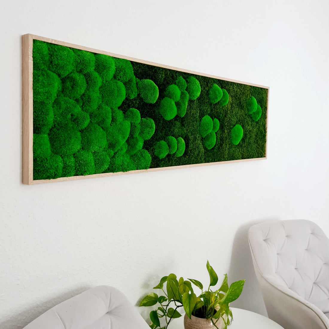 Moosbild mit Waldmoos und Ballenmoos im Verlaufsdesign zur modernen Wanddekoration in Innenräumen von Moser- the green wallart